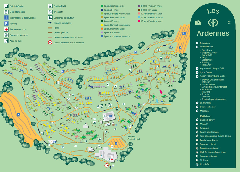 Plan de Center Parcs Les Ardennes